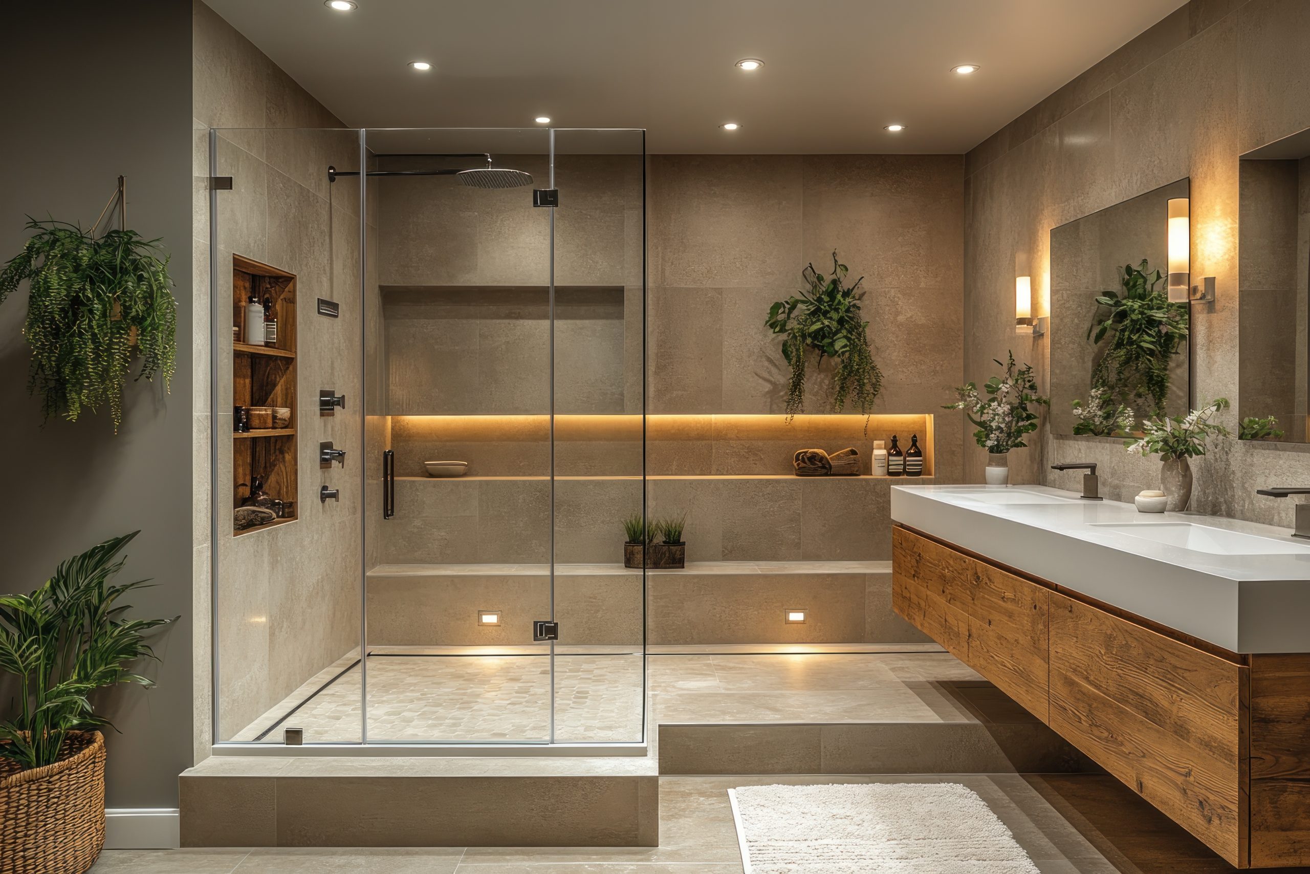 Custom walk-in shower design for small bathroom remodel