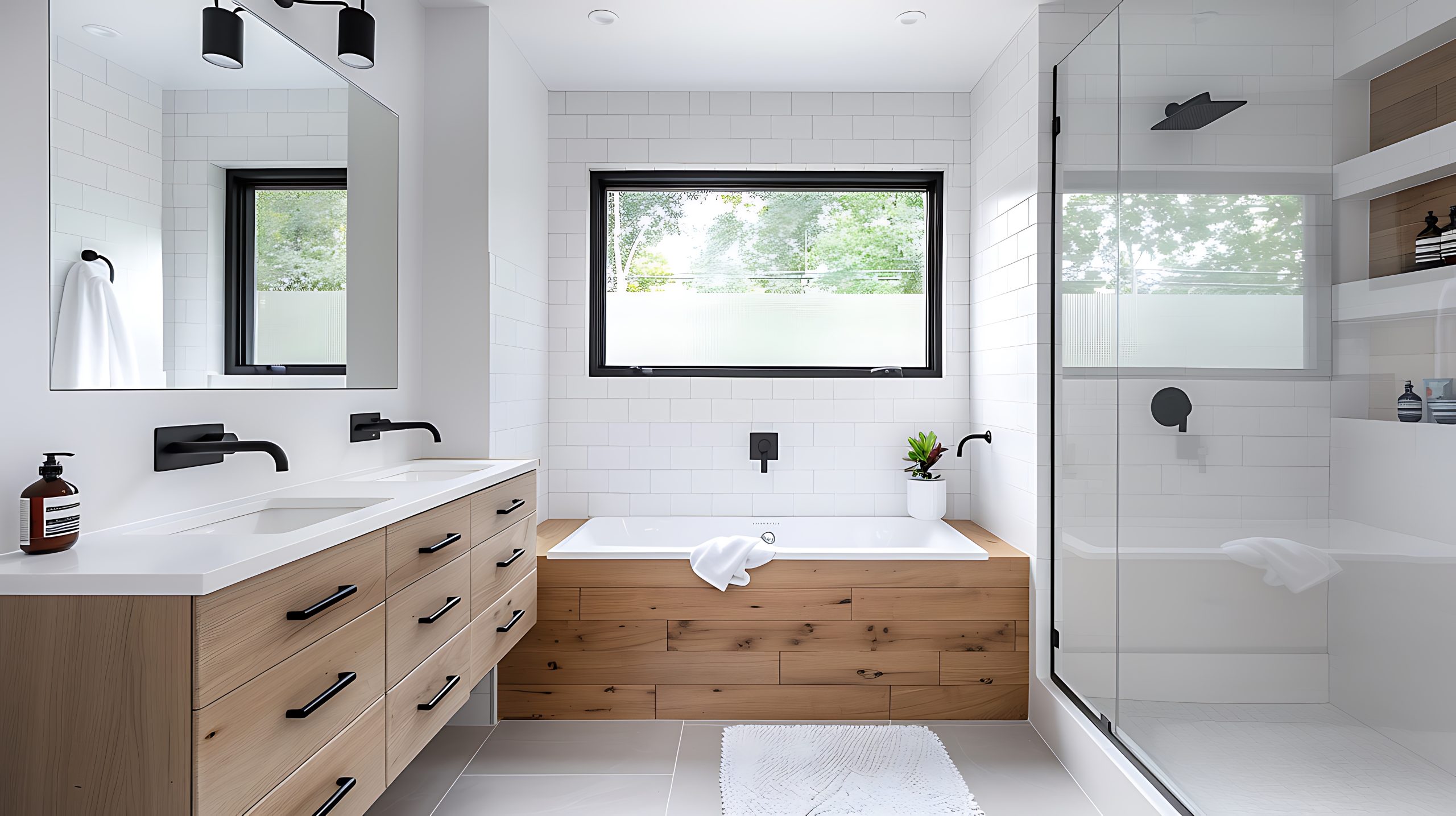 Finished tub-to-shower conversion with modern walk-in shower in a New Hampshire home