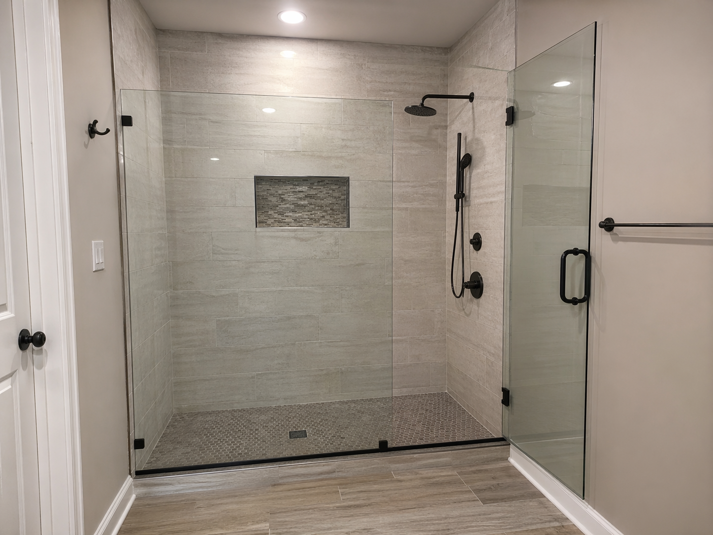 Tub to shower conversion in Nashua, NH with tile walls and glass enclosure